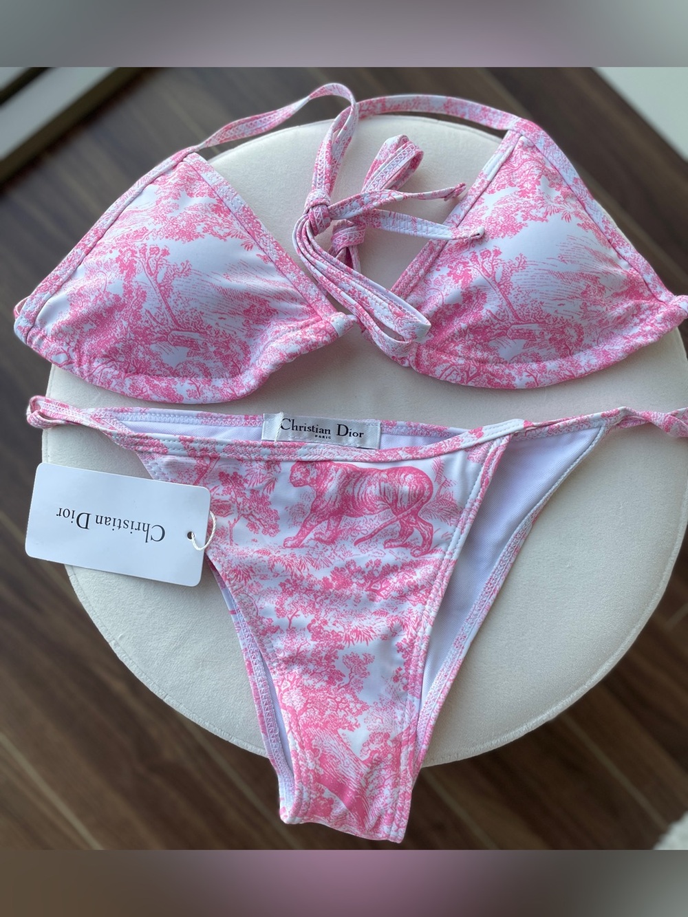 Dior Pink Toile Triangle Bikini
Set with Sarong NWT